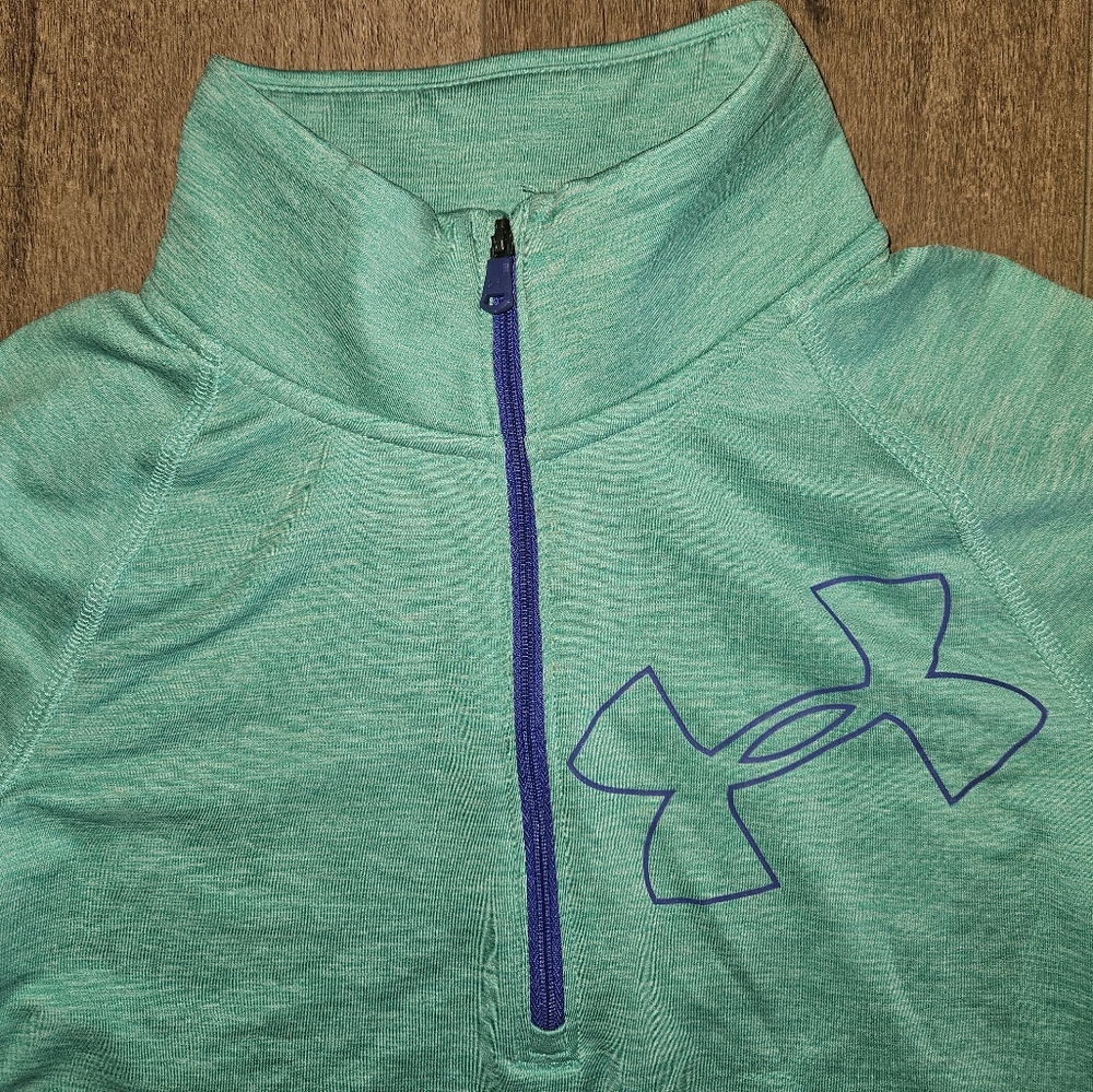 Under Armour Girls Teal & Purple 1/4 Zip-Up Pullover - Size Youth Large - Picture 2 of 7